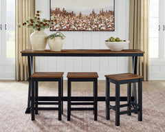 Brown/Black / 4-Piece Counter Dining Set: Table + 3 Stools, product view 6; includes 1 table, 3 stools; decorative accessories and other furniture excluded - 6