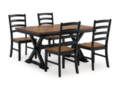 Brown/Black / Table + 4 Chairs, matching product view 1; included: one table and 4 chairs; bench excluded; other furniture and accessories excluded - 32