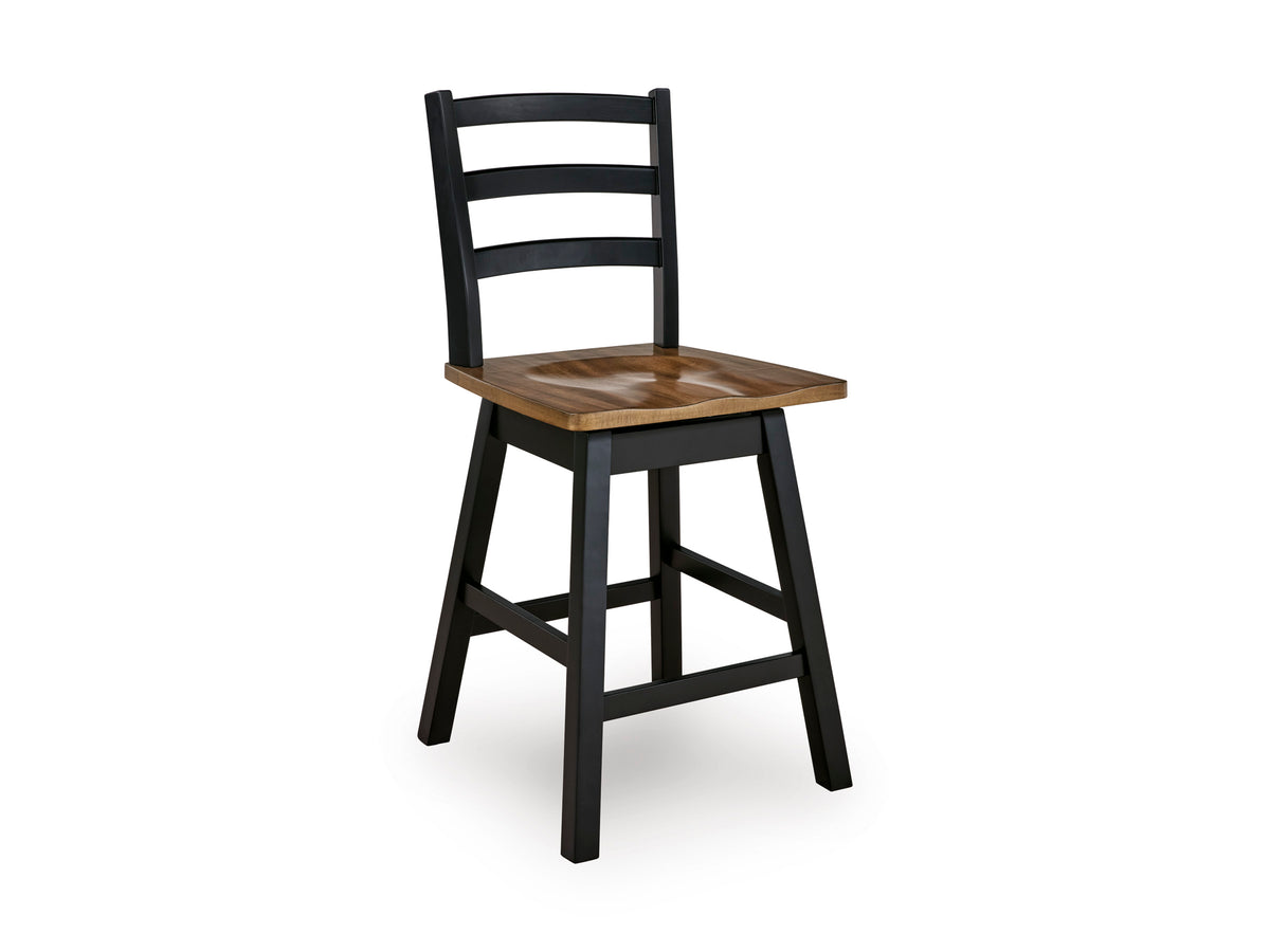 Brown/Black / Counter Height — Set of 2 Stools, angle view; 2 stools included; additional furniture and accessories excluded