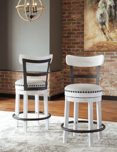 White / 1 Swivel Stool, product view 3; included: 1 matching counter stools; all other furniture and accessories excluded - 14