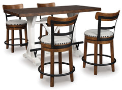 White/Brown Table + Brown Seating / Table + 4 Swivel Stools, product view 1; included: 1 table; 4 matching counter stools; all other furniture and accessories excluded - 19