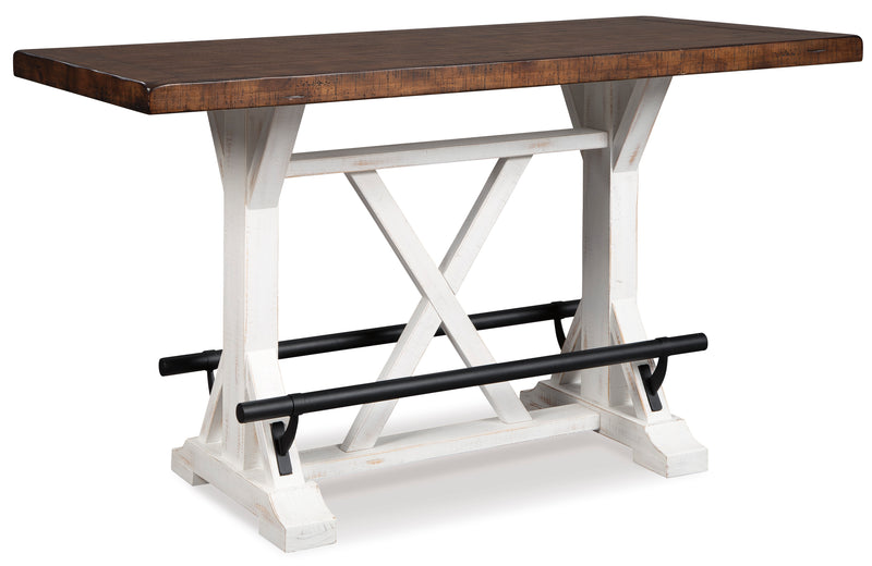 Brown and Vintage White Counter Table with Stool Options