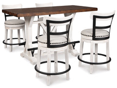 White/Brown Table + White Seating / Table + 4 Swivel Stools, product view 1; included: 1 table; 4 matching counter stools; all other furniture and accessories excluded - 21
