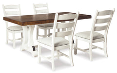 Beige / White / Brown / Table + 4 Chairs, product view 1; included: 1 table; 4 matching chairs; all other furniture and accessories excluded - 11