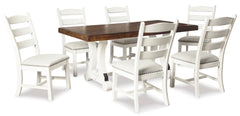 Beige / White / Brown / Table + 6 Chairs, product view 1; included: 1 table; 6 matching chairs; all other furniture and accessories excluded - 13