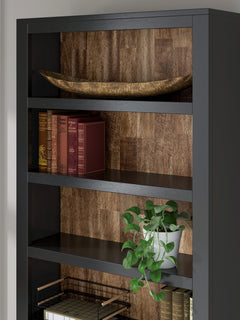 Close-up of adjustable shelves and brown mango wood veneer back - 3