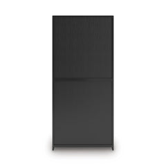 Back view of tall satin black bookcase - 6