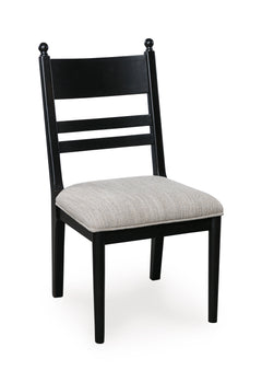 Brown / Black / Black Chairs / Table + Tall Ladderback Upholstered Chairs Components, matching component view 6; exact table and matching chair components; ordered quantity is specified by selected configuration; cabinets and accessories excluded - 79