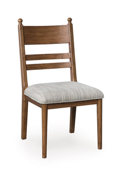 Brown / Set of 2 Tall Ladderback Upholstered Chairs, product view 3; includes set of 2 tall ladderback upholstered chairs; cabinets and accessories excluded - 83