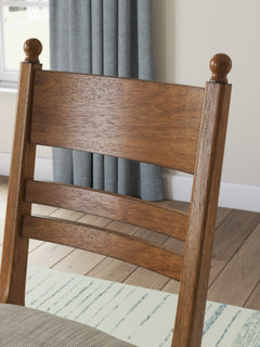 Brown / Set of 2 Tall Ladderback Upholstered Chairs, product view 5; includes set of 2 tall ladderback upholstered chairs; cabinets and accessories excluded - 85