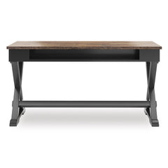 Brown and black farmhouse desk, back view - 3