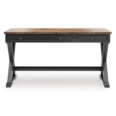 Brown and black farmhouse desk, front view - 4