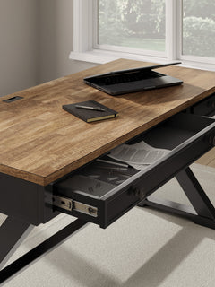 Brown and black farmhouse desk, drawer detail - 5