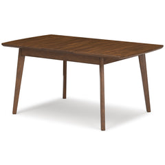 Brown butterfly-leaf dining table, front angle - 1