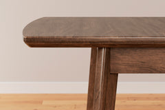 Brown butterfly-leaf dining table, tabletop and frame detail - 4