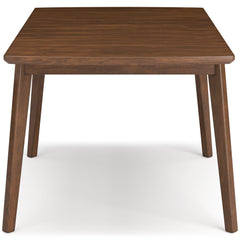 Brown butterfly-leaf dining table, side profile - 6