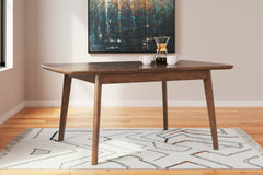 Brown butterfly-leaf dining table, styled table with accessories sold separately - 8