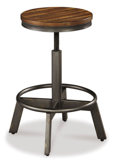 Brown/Gray / Set of 2 Adjustable Stools, single stool design view; order includes two stools; table and accessories excluded; view 1 - 9