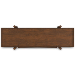 Brown open-frame five-shelf bookcase — top view - 9