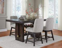 Beige / Dark Brown / Table + 4 Stools, product view 2; included: 1 table; 4 matching counter stools; all other furniture and accessories excluded - 13