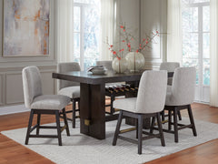Beige / Dark Brown / Table + 6 Stools, product view 2; included: 1 table; 6 matching counter stools; all other furniture and accessories excluded - 15