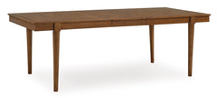 Brown removable-leaf dining table, extended table with leaf installed - 1
