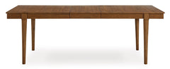 Brown removable-leaf dining table, front view - 3