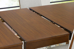 Brown removable-leaf dining table, removable leaf detail - 4