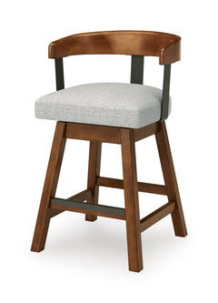 Medium Brown / Counter Height — Set of 2 Stools, alternate angle view; matching pair included; additional furniture and accessories excluded - 4