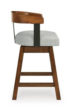 Medium Brown / Counter Height — Set of 2 Stools, side view; matching pair included; additional furniture and accessories excluded - 9