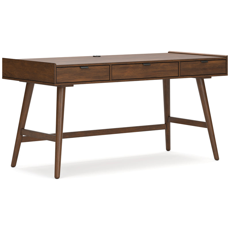 60-Inch Brown Mid-Century Desk with Three Drawers