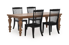Brown / Black / Table + 4 Wood Dining Chairs, product view 1; includes table + 4 wood dining chairs; display cabinets and decorative accessories excluded - 14