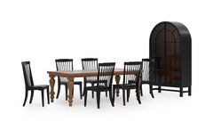 Brown / Black / Table + 6 Wood Dining Chairs, product view 1; includes table + 6 wood dining chairs; display cabinets and decorative accessories excluded - 15