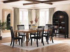 Brown / Black / Table + 6 Wood Dining Chairs, product view 2; includes table + 6 wood dining chairs; display cabinets and decorative accessories excluded - 16