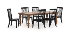 Brown / Black / Table + 6 Wood Dining Chairs, product view 3; includes table + 6 wood dining chairs; display cabinets and decorative accessories excluded - 17