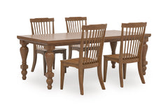 Brown / Table + 4 Wood Dining Chairs, product view 1; includes table + 4 wood dining chairs; display cabinets and decorative accessories excluded - 25