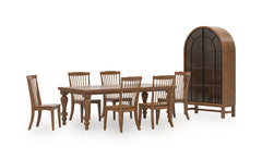 Brown / Table + 6 Wood Dining Chairs, product view 1; includes table + 6 wood dining chairs; display cabinets and decorative accessories excluded - 26
