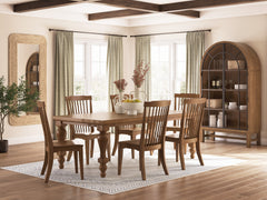 Brown / Table + 6 Wood Dining Chairs, product view 2; includes table + 6 wood dining chairs; display cabinets and decorative accessories excluded - 27
