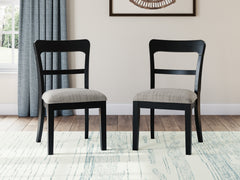 Black / Set of 2 Low-Back Cushioned Dining Chairs, product view 2; includes set of 2 low-back cushioned dining chairs; display cabinets and decorative accessories excluded - 30