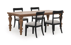 Brown / Black / Table + 4 Low-Back Cushioned Dining Chairs, product view 1; includes table + 4 low-back cushioned dining chairs; display cabinets and decorative accessories excluded - 36