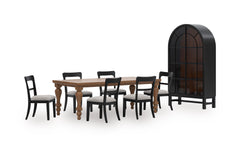 Brown / Black / Table + 6 Low-Back Cushioned Dining Chairs, product view 1; includes table + 6 low-back cushioned dining chairs; display cabinets and decorative accessories excluded - 37