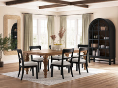 Brown / Black / Table + 6 Low-Back Cushioned Dining Chairs, product view 2; includes table + 6 low-back cushioned dining chairs; display cabinets and decorative accessories excluded - 38