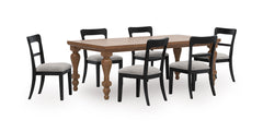 Brown / Black / Table + 6 Low-Back Cushioned Dining Chairs, product view 3; includes table + 6 low-back cushioned dining chairs; display cabinets and decorative accessories excluded - 39