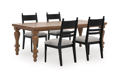 Brown / Black / Table + 4 Tall-Back Cushioned Dining Chairs, product view 1; includes table + 4 tall-back cushioned dining chairs; display cabinets and decorative accessories excluded - 78