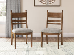 Brown / Set of 2 Tall-Back Cushioned Dining Chairs, product view 2; includes set of 2 tall-back cushioned dining chairs; display cabinets and decorative accessories excluded - 82