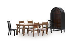 Brown / Table + 4 Tall-Back Cushioned Dining Chairs, product view 1; includes table + 4 tall-back cushioned dining chairs; display cabinets and decorative accessories excluded - 88