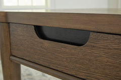 Brown Wood-Look End Table with Drawer and Open Shelf, drawer handle detail; accessories excluded - 4