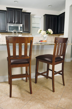 Medium Brown / Set of 2 Fixed Counter Stools, product view 3; includes 2 fixed counter stools; other furniture and accessories excluded - 10