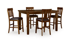 Medium Brown / Table + 4 Fixed Counter Stools, product view 2; includes 1 table; 4 fixed counter stools; other furniture and accessories excluded - 17
