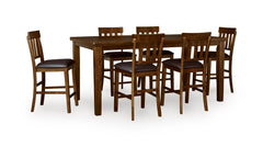Medium Brown / Table + 6 Fixed Counter Stools, product view 1; includes 1 table; 6 fixed counter stools; other furniture and accessories excluded - 19